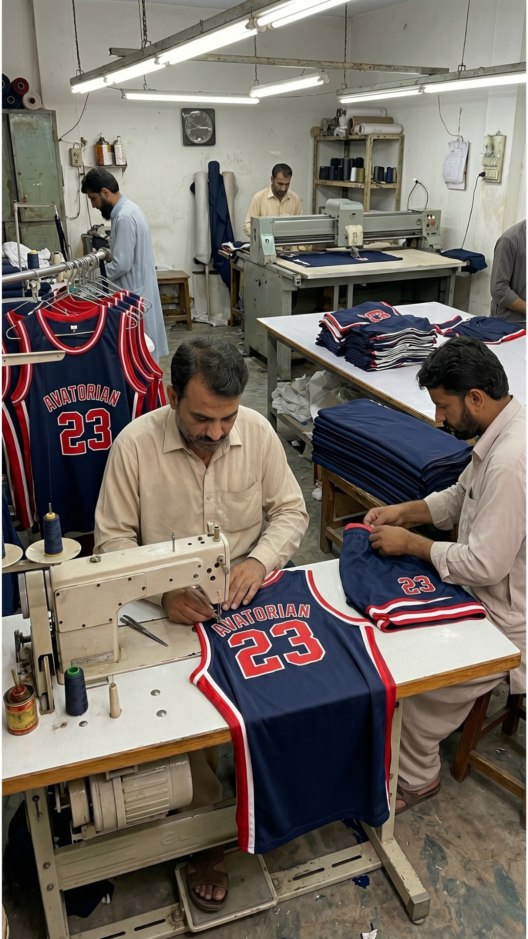 Custom Sportswear Manufacturing Facility and Quality Control